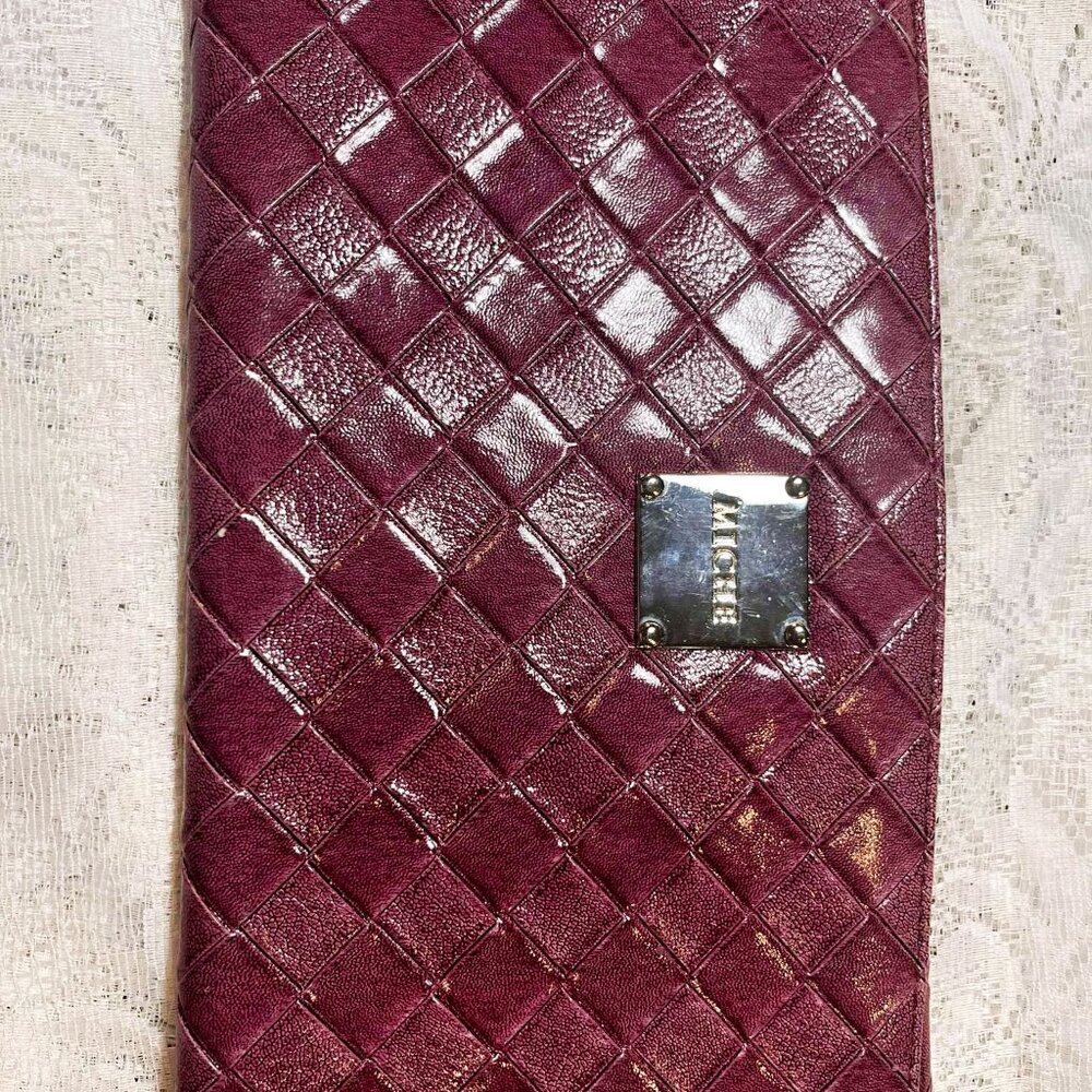 Miche Burgundy Quilted Clutch Organizer Classic Structured Bag